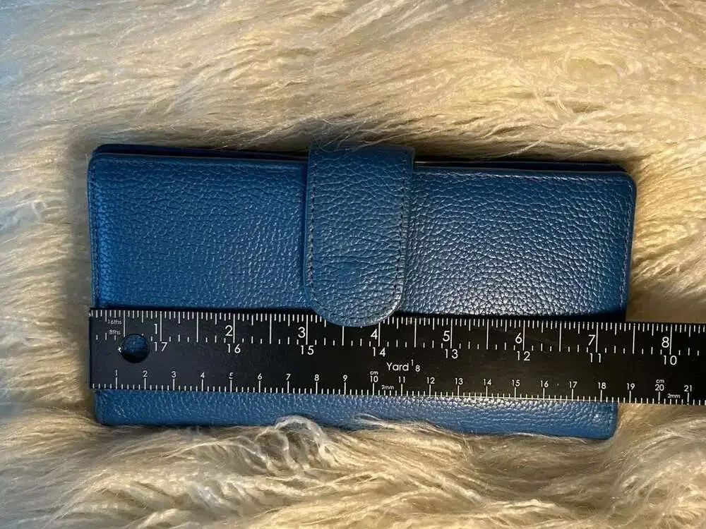 Mundi Kellie Croc Tab Clutch Wallet - Ocean Blue Pebbled Leather